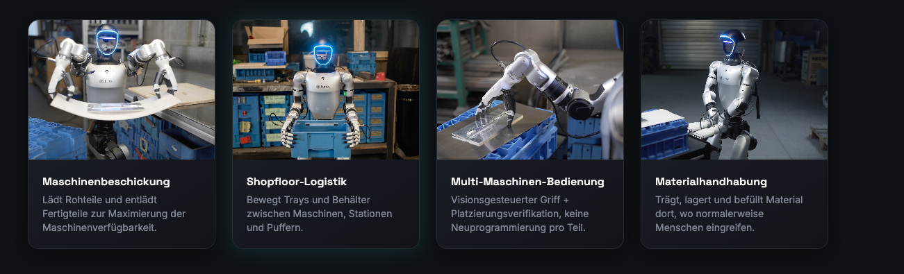 Humanoid robot tending a CNC machine